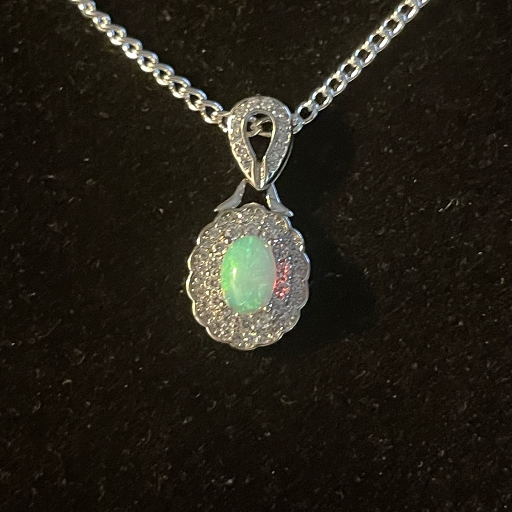 Opal Genuine Ethiopian & Created White Sapphire - Picture 3 of 4
